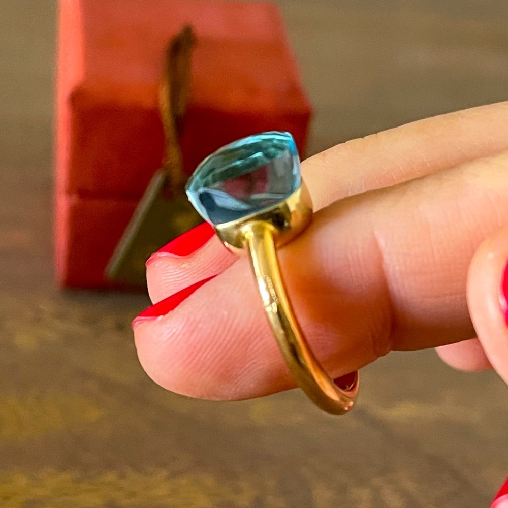 Pomellato 18k rose & white Nudo light blue topaz ring